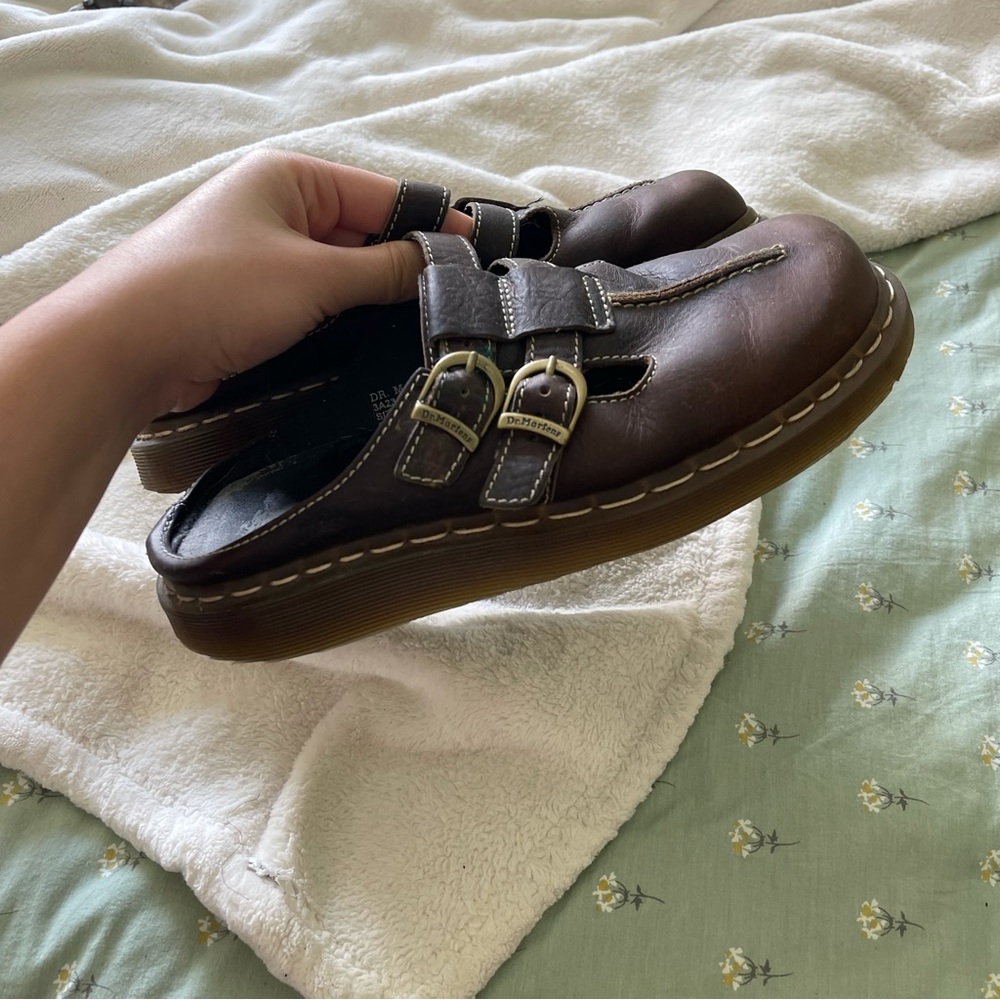 Backless slip on brown Dr. Marten Mary Janes
